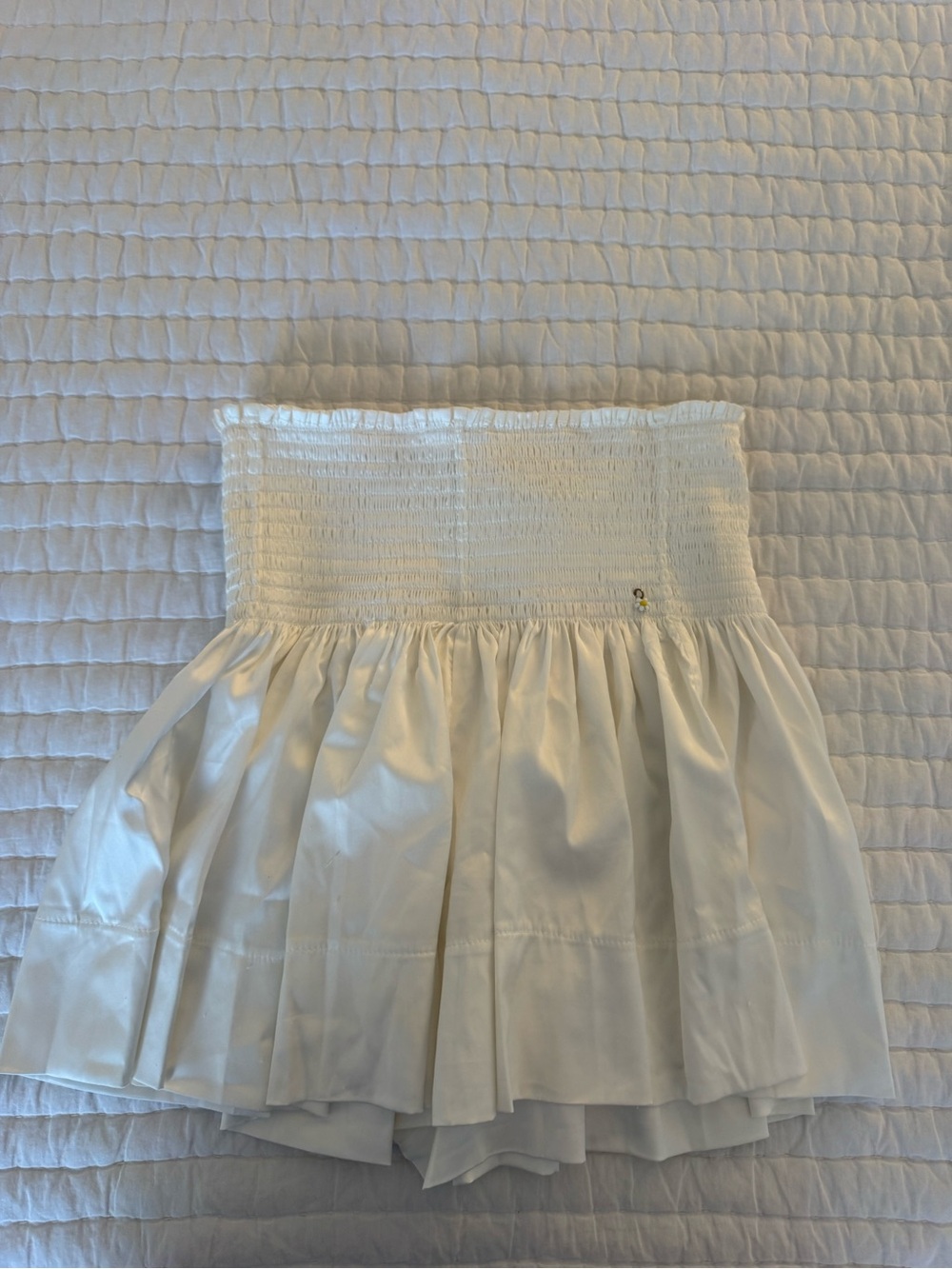 NATURAL LIFE White Smocked Ruffle Skater Skirt
